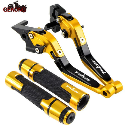 Motocicleta dobrável extensível cnc moto ajustável alavancas de freio embreagem handbar final apertos apto para bajaj pulsar 200 ns/200 rs/200 a