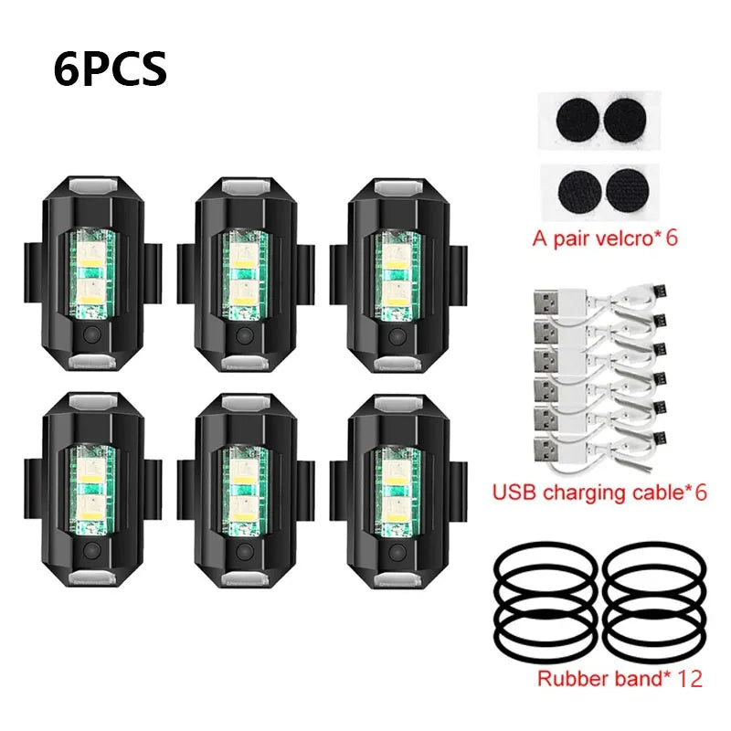 Luz estroboscópica universal para motocicleta, lâmpada de aviso usb para carro, led, anti-colisão, drone, voo noturno, mini luz de sinal piscante