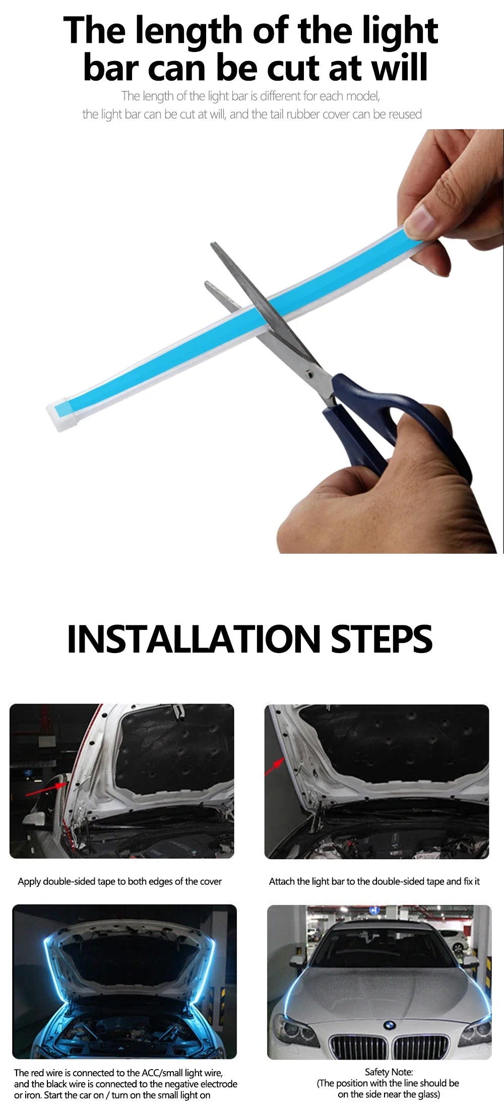 LED  Car Daytime Running Light DRL With Turn Signal Lamp Car Hood Decorative Light Strip With Start Scan Meteor Dynamic 12V New