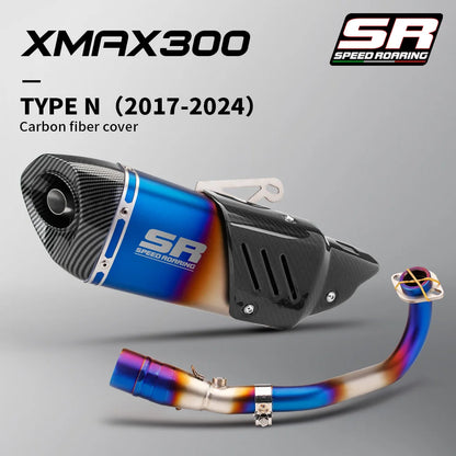 Sistema de escape da motocicleta para xmax300 xmax 250 300 400 2017-2024 tubo de ligação frontal e silenciador