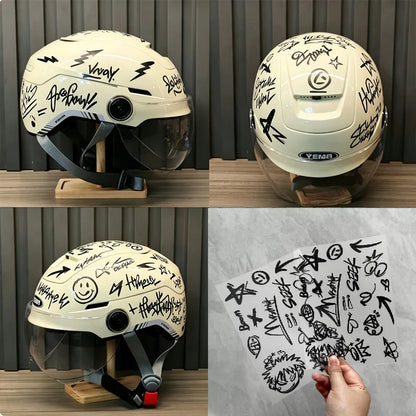 Conjunto de 2 Adesivos Punk Graffiti para Capacete de Motocicleta, Carro, Scooter, Bicicleta, Laptop, Decalque DIY à Prova d'Água para Honda, YAMAHA, BMW