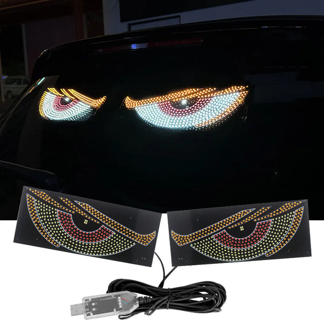 Luzes LED Dinâmicas para Carro e Caminhão, Painel de Exibição na Janela Frontal e Traseira, Lâmpada de Sinalização Decorativa e de Advertência para Estilo Automotivo