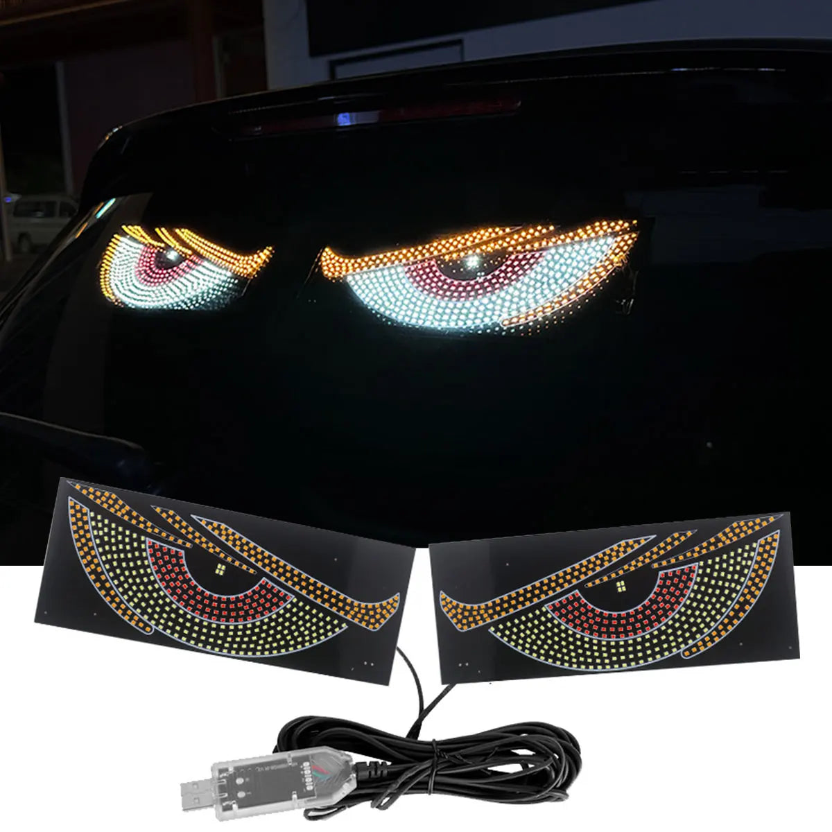 Luzes LED Dinâmicas para Carro e Caminhão, Painel de Exibição na Janela Frontal e Traseira, Lâmpada de Sinalização Decorativa e de Advertência para Estilo Automotivo