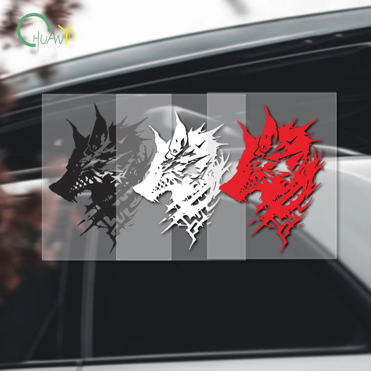 Adesivo de carro elétrico dinâmico motocicleta cabeça de lobo decoração personalizada criativa proteção contra arranhões à prova d'água