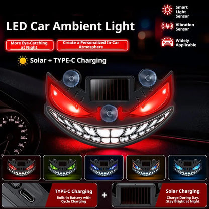 Luz de Advertência LED para Carro, Luz Solar de Olho de Demônio, Luz de Advertência Dinâmica com Efeito de Flash, Luzes de Sinalização de Segurança Universal para Veículos