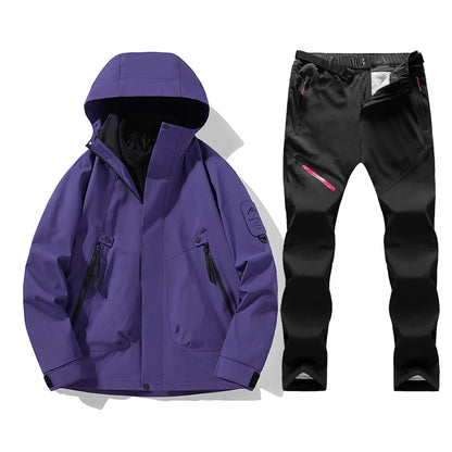 Terno de esqui feminino inverno quente à prova de vento à prova dwindproof água jaqueta de esqui calças femininas esportes ao ar livre casaco de neve calças snowboard wear