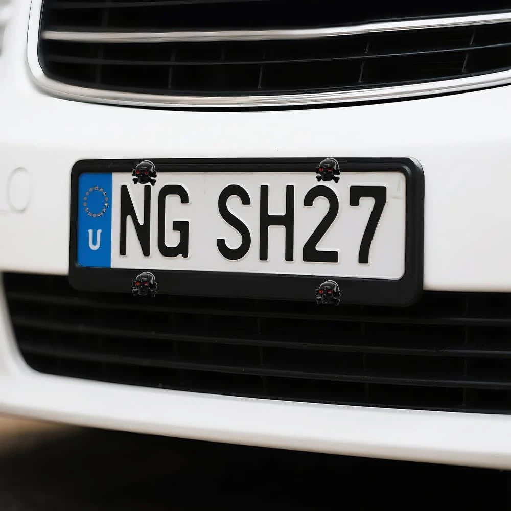 4 Parafusos de Placa de Matrícula com Caveira, Decoração Gótica de Caveiras para Carro, Moto, Caminhão, Veículo