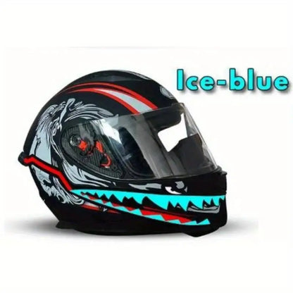 1 Peça Fita de Luz LED para Capacete Estilo Tubarão, Luz Noturna LED para Capacete de Moto, Adesivo Luminoso Modificado