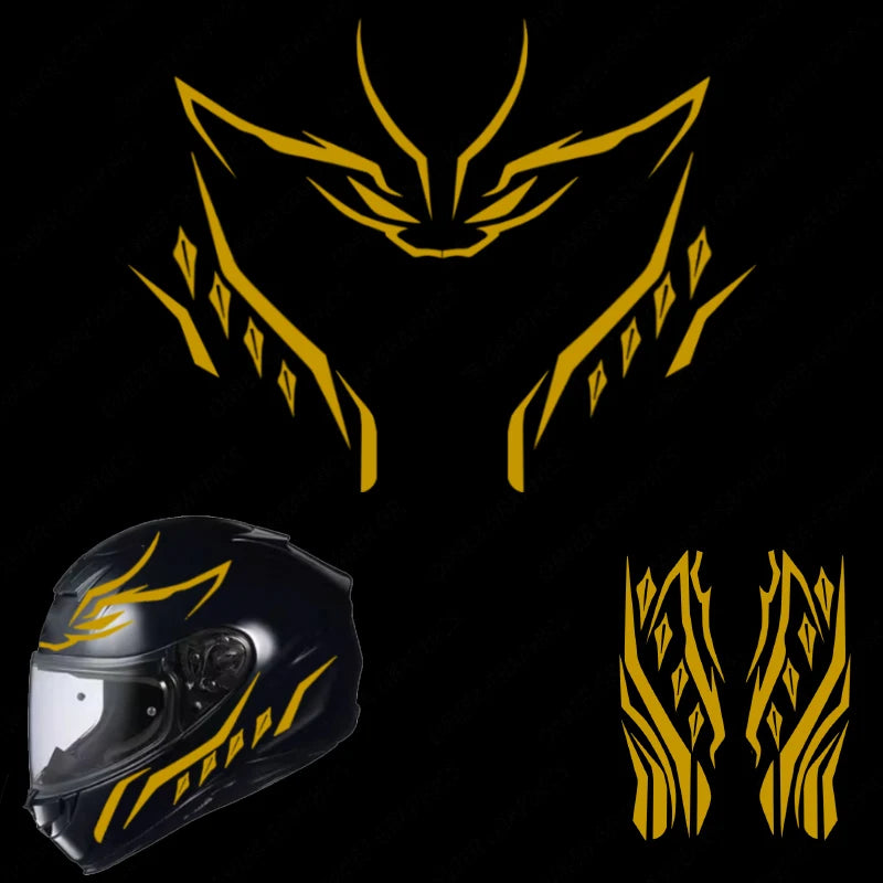 Acessórios de motocicleta adesivos de capacete decoração modificada para amarelo vermelho pantera preta abstrata