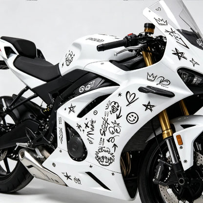 Conjunto de 2 Adesivos Punk Graffiti para Capacete de Motocicleta, Carro, Scooter, Bicicleta, Laptop, Decalque DIY à Prova d'Água para Honda, YAMAHA, BMW