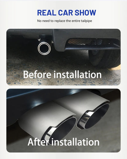 Ponteiras de Escape ER Upgrade em Aço Inoxidável Fosco, Acessórios Automotivos, Tubo de Silenciador, Ponteira de Escape Modificada, Bicos de Saída Dupla