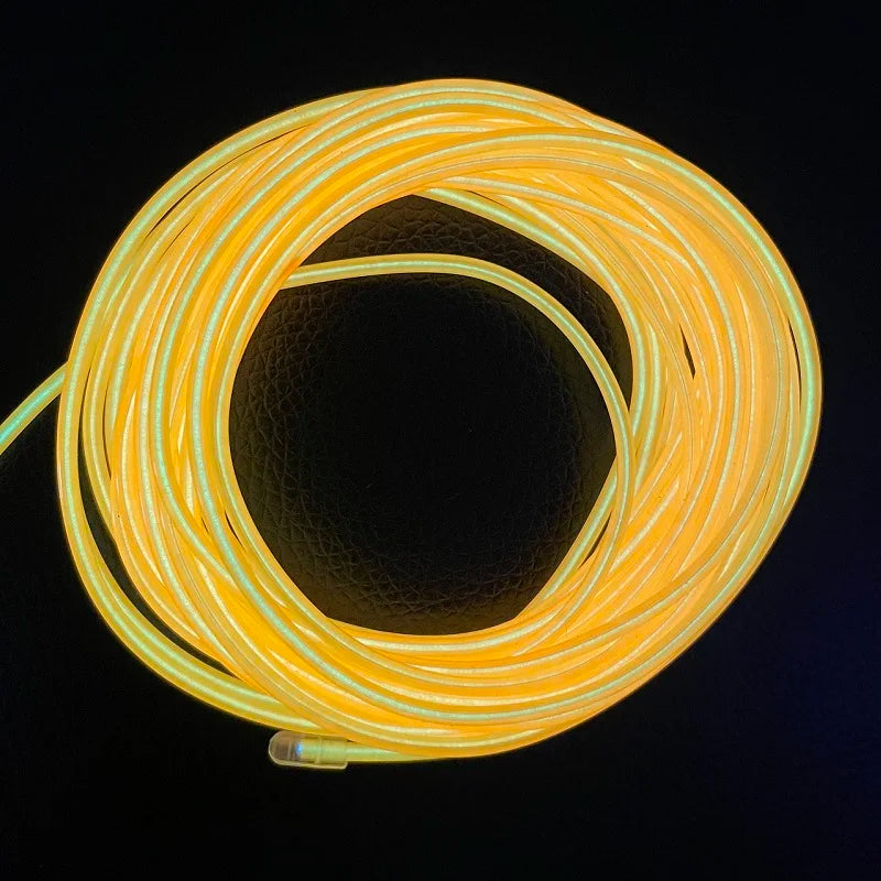 1m 3m 5m brilho el fio cabo de néon para festa de dança de natal trajes diy luz iluminada multicolorida aa bateria lâmpada tira led
