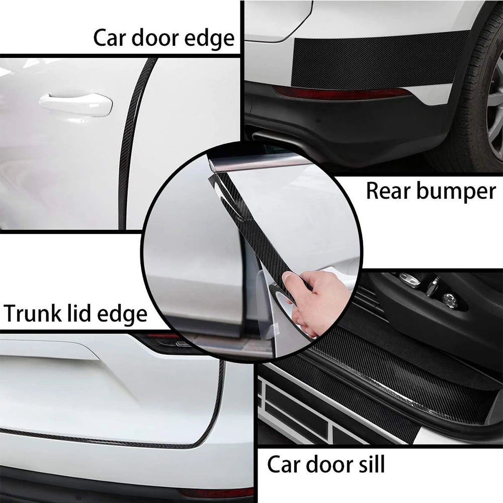 3d nano fita de fibra de carbono do carro preto porta borda guardas espelho lateral anti-risco tira de colisão à prova dwaterproof água protetor filme fita