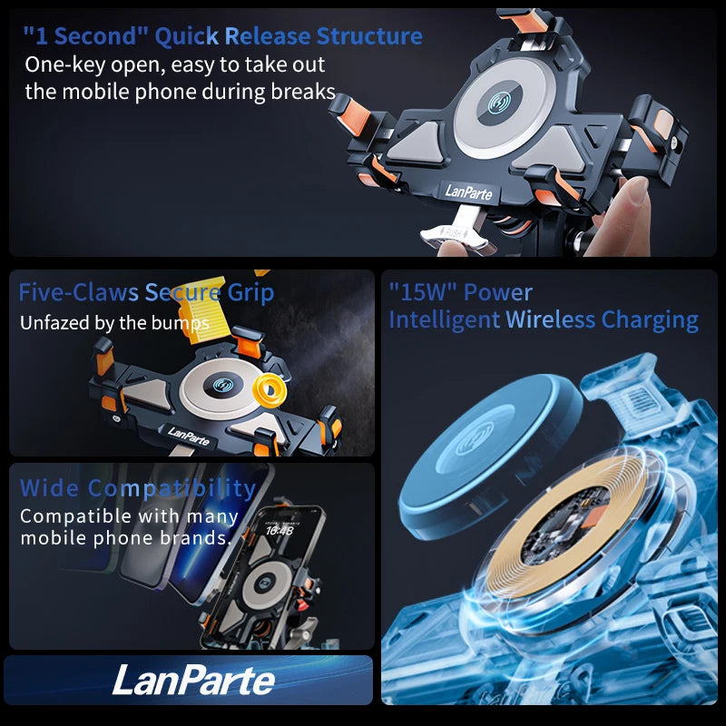 Suporte para celular para Kawasaki Ninja 400/500/650 2019–2026 em alumínio com absorção de choque 360 °   Suporte de Navegação Metálico Ajustável