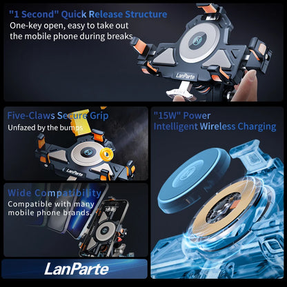 Suporte para celular para Kawasaki Ninja 400/500/650 2019–2026 em alumínio com absorção de choque 360 °   Suporte de Navegação Metálico Ajustável