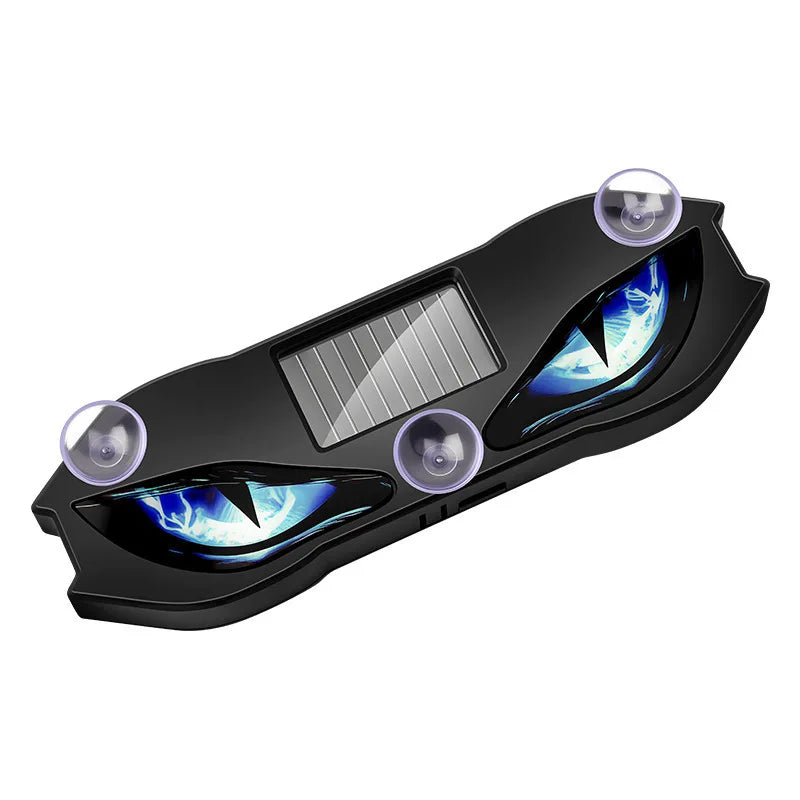 Luz de decoração para carro com LED em formato de diabo, alimentada por energia solar, luz de aviso automática sem fio, para janela traseira, triângulo de janela, lâmpada de atmosfera modificada