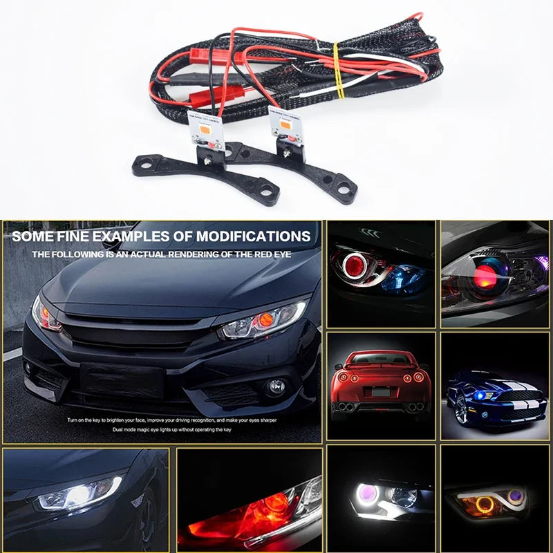 Car Led Devil Eye LED Bluetooth-compatible APP RGB Demon Evil Eyes DRL 2.5 Headlights Motorcycle Mini Projector Lens Accessories