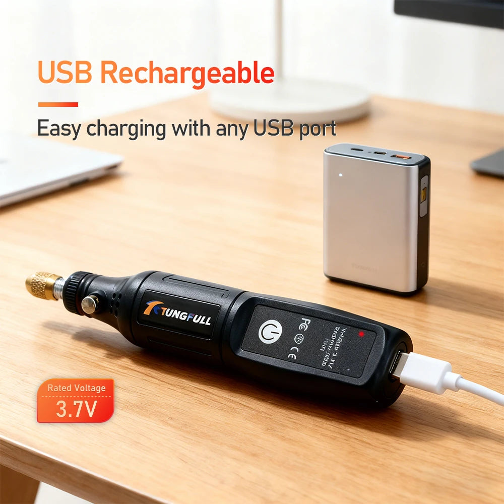 Ferramenta rotativa mini sem fio, furadeira elétrica, caneta de gravação recarregável por USB, para uso manual, polimento, perfuração, entalhe e trabalhos de bricolagem.