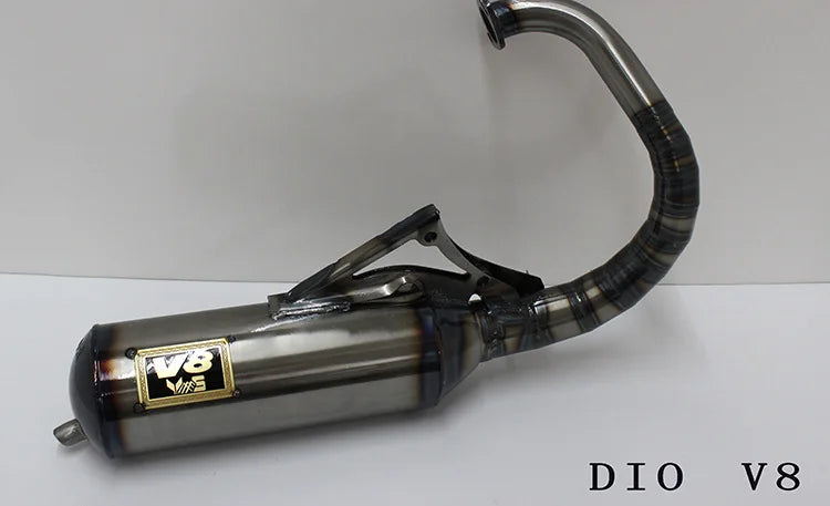 Silenciador de escape de corrida v8 modificado completo para jog2 jog90 jog50 jog 2t ex poche scooter, sistema de escape completo,