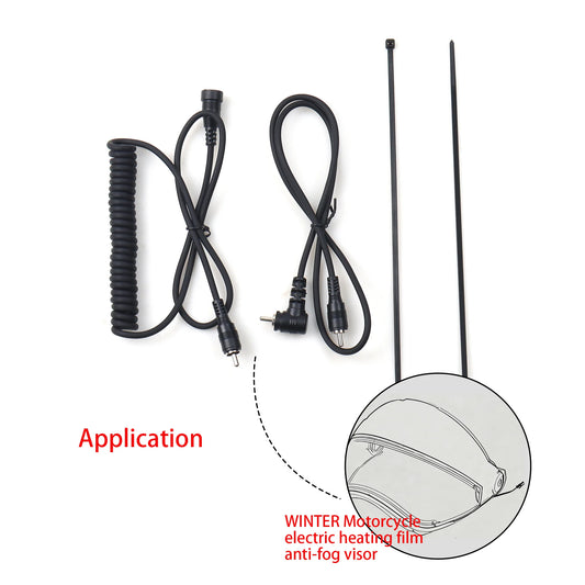 【LANO】 Conector RCA Macho para Fêmea / Macho Angulado com Clipe de Bloqueio, Cabo de Alimentação Resistente ao Frio para Película de Aquecimento de Capacete de Motocicleta