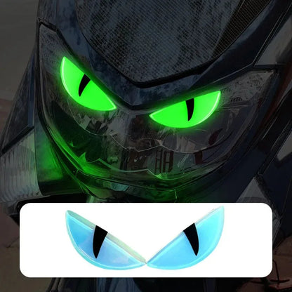 2 Adesivos Fluorescentes 3D Olho do Diabo para Motocicleta, Adesivos de Segurança que Refletem a Luz, Adesivos Decorativos Luminosos 3D Estereoscópicos