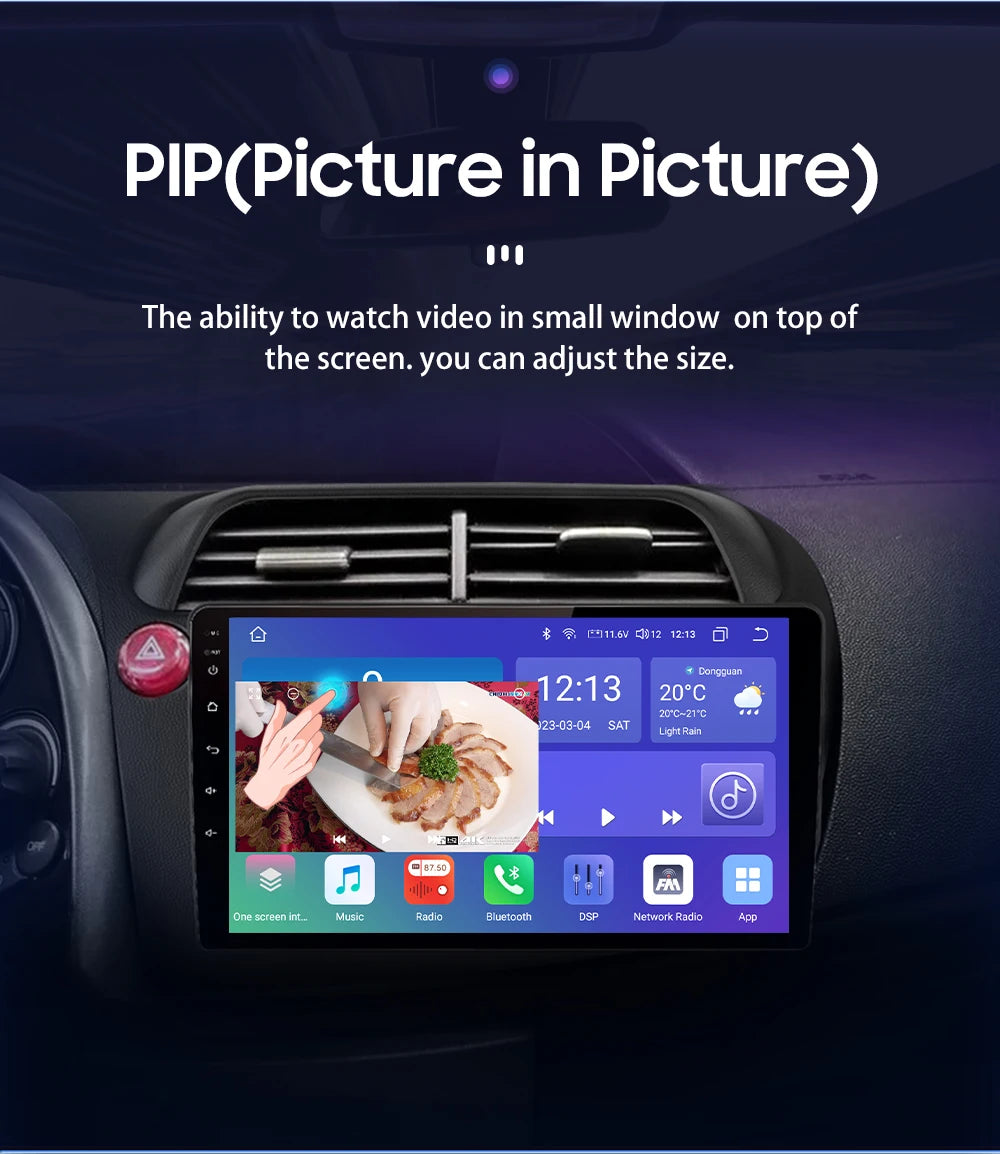 Hizpo Car Autoradio For Honda Civic Hatchback 2005 - 2011 Multimedia Player 2din Android Auto Carplay GPS Navigation 8+128G DSP