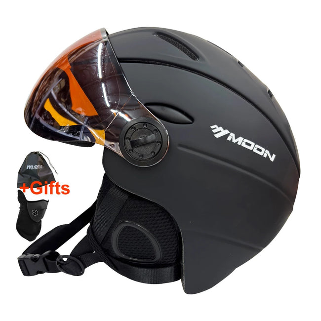 Lua capacete de esqui com óculos pc + eps capacete de esqui de alta qualidade para adulto ao ar livre snowboard skate capacete de proteção equipamentos de esqui