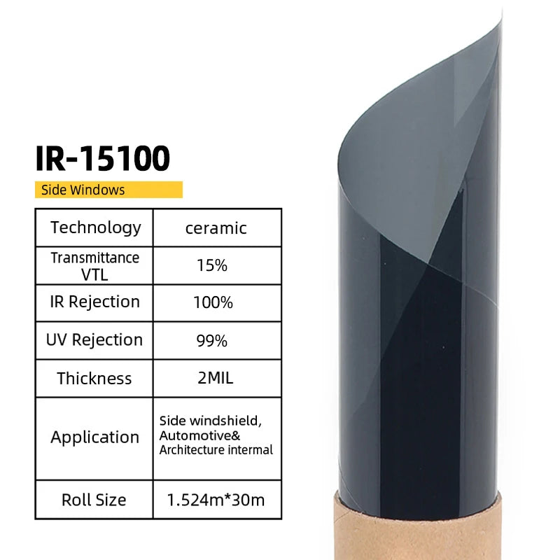 Filme de Cerâmica Nano HD Ultra de Alta Qualidade 50cmX3m IRR100% Filme Resistente ao Calor Proteção Solar Adesivos para Janelas de Carro