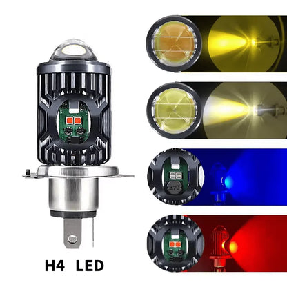 Farol LED para Motocicleta Heyword - 4 Modos de Iluminação, Mini Holofote com Luz Alta/Baixa Branca e Amarela, Olhos de Anjo