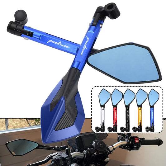 Espelho retrovisor lateral cnc para motocicleta, azul, anti-reflexo, para bajaj pulsar 200 ns/200 rs/200 as 200rs 200ns 180 150 n250