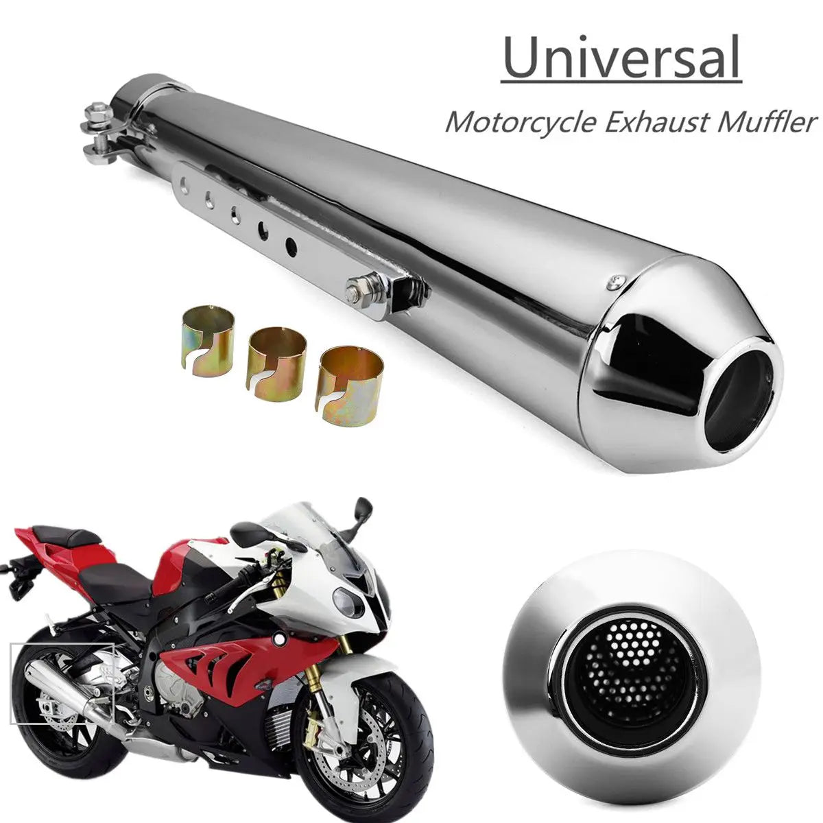 Silenciador de escapamento universal para motocicleta, retrô, vintage, clássico, galvanoplastia, escape moto para cg125 sr400 cb500 vt500 cm300 500 cafe