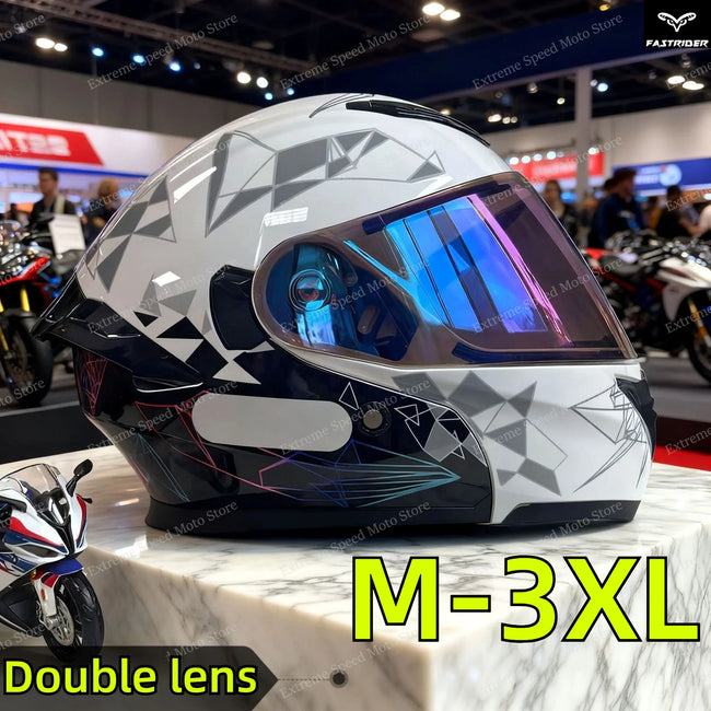 Capacete Modular Certificado para Motocicleta, Capacete Integral com Viseira Dupla para Corridas de Rua