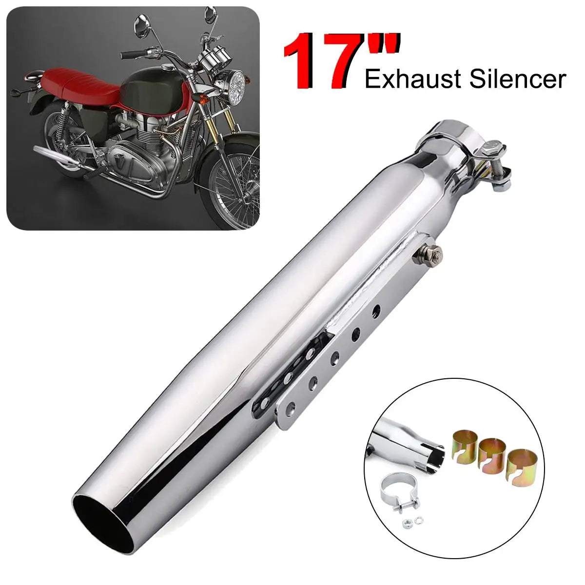 Silenciador de escapamento universal para motocicleta, retrô, vintage, clássico, galvanoplastia, escape moto para cg125 sr400 cb500 vt500 cm300 500 cafe