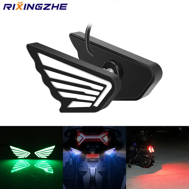 2 Peças Luzes LED para Motocicleta Estilo Asas, Pisca-Pisca Estroboscópico, Olho de Anjo, Luzes de Condução, Luz de Placa, Luz de Sinal de Parada, DRL Branco