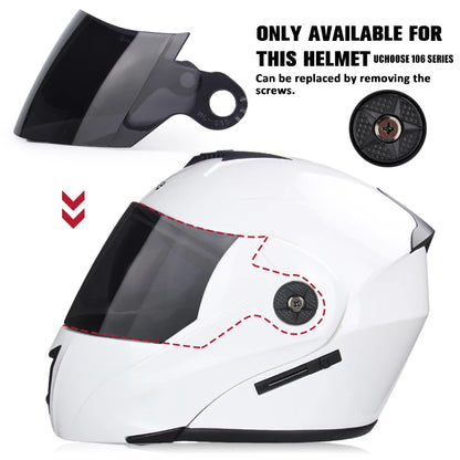 Uchoose lente do capacete da motocicleta facelift capacete lente especial espelho transparente preto cor espelho prata lente pacote