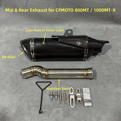 Escapamento para CFMOTO 800MT / 1000MT-X, Conjunto Completo com Tubo Intermediário e Silenciador Traseiro, DB Killer Integrado