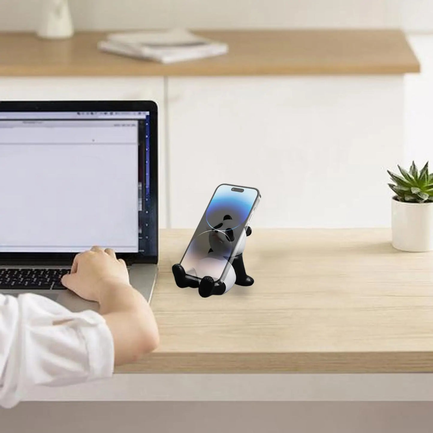Suporte de Celular Universal Criativo em Forma de Panda para Decoração de Mesa de Escritório em Casa