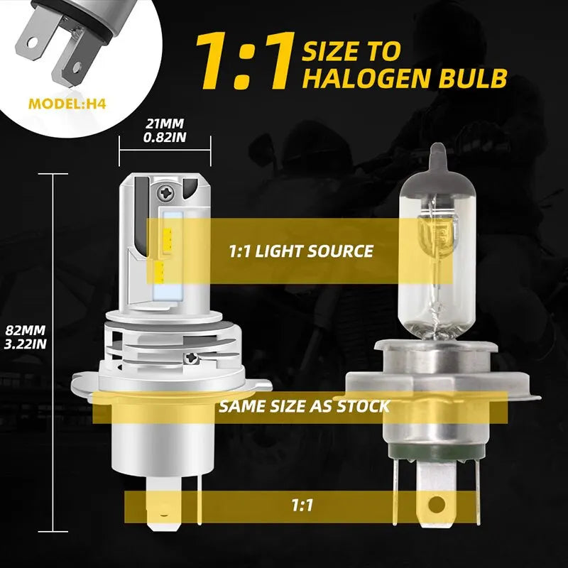 H4 led lâmpadas de farol da motocicleta hi lo feixe moto luzes para yamaha kawasaki suzuki h4 lâmpada led com canbus farol da motocicleta