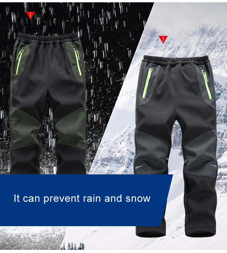 Trvlwego crianças calças trekking caminhadas ao ar livre softshell à prova de vento quente com forro lã chuva funcional esqui