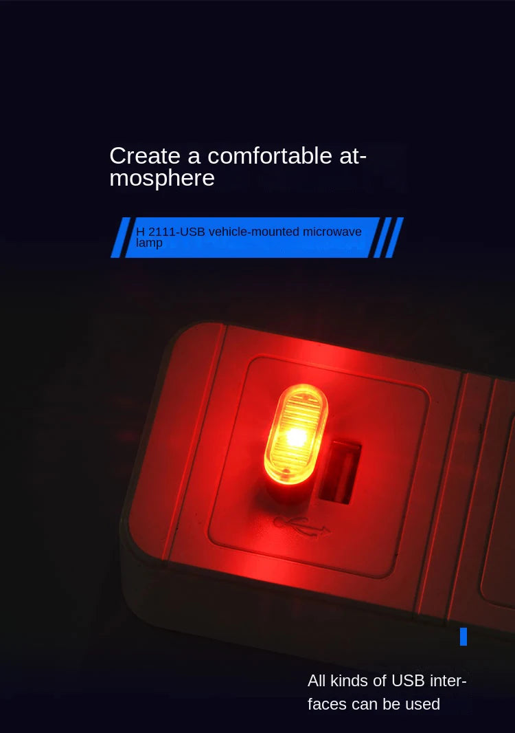 Usb carro mini led atmosfera luzes interior do carro lâmpada decorativa de néon iluminação emergência universal pc portátil plug and play