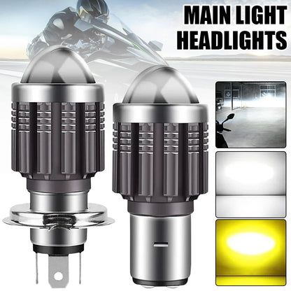 1 pçs 12v de alta qualidade h4/hs1 h6/ba20d 15w led 6 cob lâmpada do farol da motocicleta 1200lm 6000k hi/lo feixe luz branca amarela