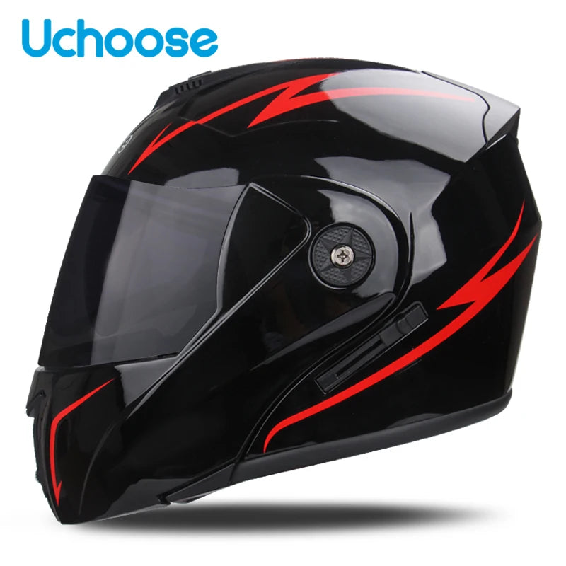 Uchoose unissex capacete da motocicleta certificação dot lente dupla seção transversal capacete de segurança modular flip helm capacete com viseira