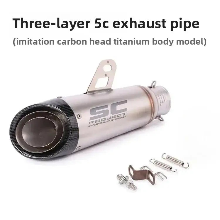 Silenciador de Escape SC de Dupla Camada, Som de Corrida Alto, Muffler Modificado Compatível com Ninja Z250 Z300 ZX10 MT07 MT09 R25 R3 R6