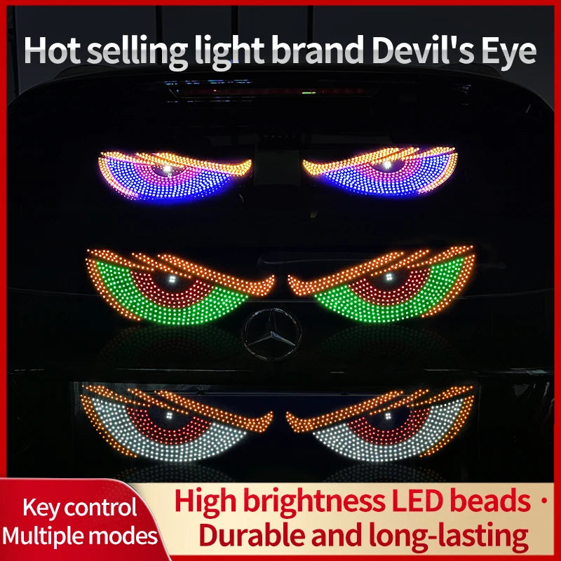 Luz LED RGB Olho do Diabo, 11 Modos, à Prova d'Água, Luz Traseira para Janela, Lâmpada Decorativa Universal para Veículos com Modos de Flash.