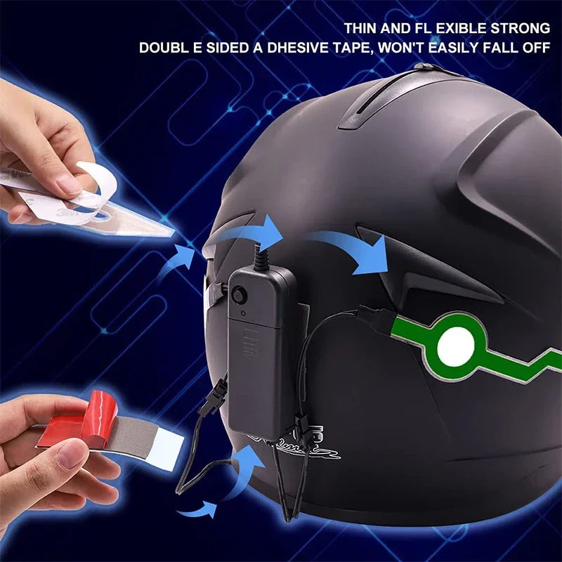 Helmet Strip EL Sticker Led Helmet Light Strip Motorcycle Helmet Light Night Riding Accessory Waterproof LED Cold Light Amagi
