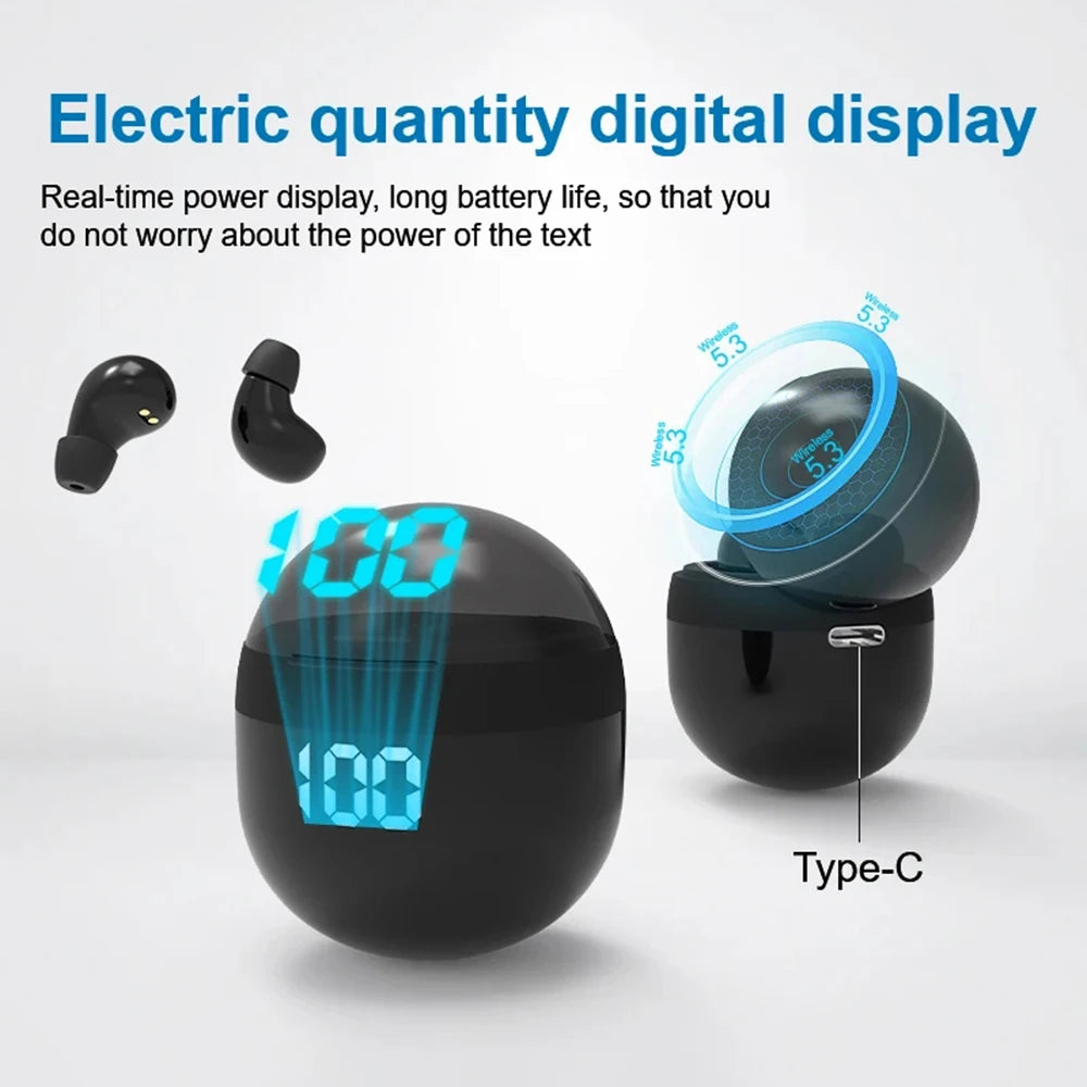 Sk18 mini fones de ouvido invisíveis sem fio bluetooth 5.3 fones baixo dormir com microfone cancelamento ruído hd