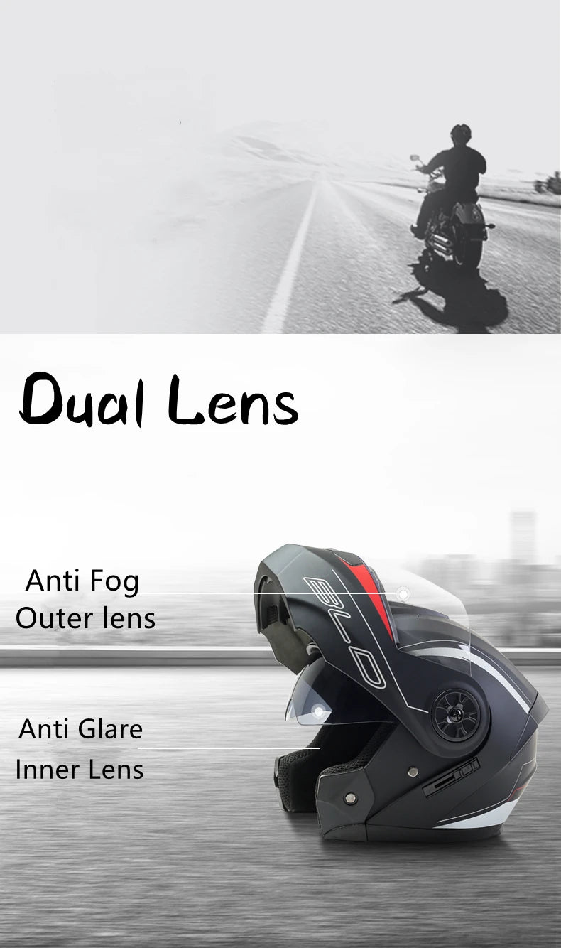Bld masculino feminino moda dupla lente capacetes de corrida motocross modular flip up casco moto personalizado capacete rosto cheio da motocicleta