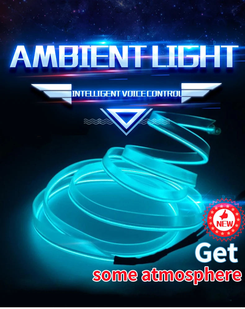 5m Car Interior Atmosfera Iluminação LED Strip 5V DIY Flexível EL Cold Light Line Tube Com USB Auto Decoração Ambient Lamp