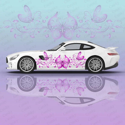 Borboleta flor adesivos de carro universal grande adesivos de carro pintados adesivos de carro lado esquerdo e direito gráfico doloroso adesivos de carro