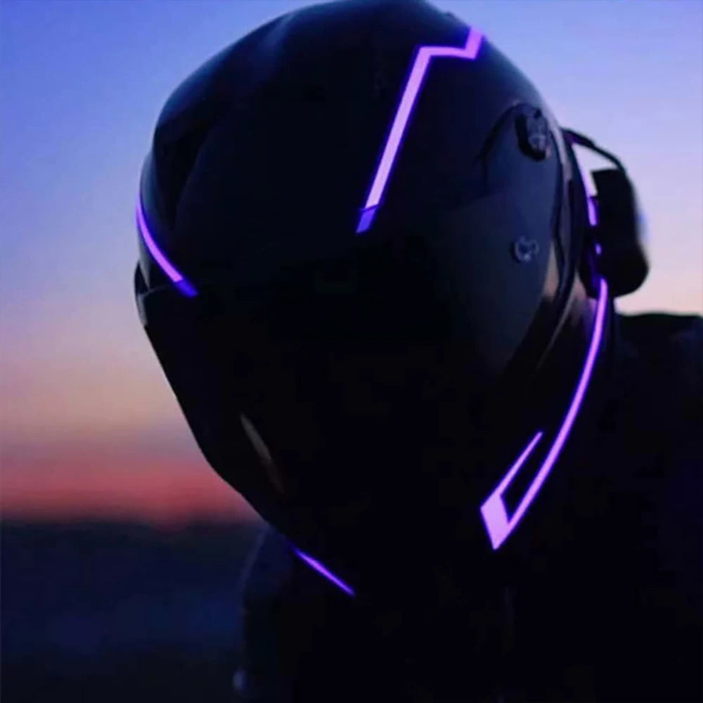 Capacete da motocicleta led luzes de advertência noite equitação capacete do motor tira luz fria el adesivo à prova dwaterproof água acessórios da motocicleta